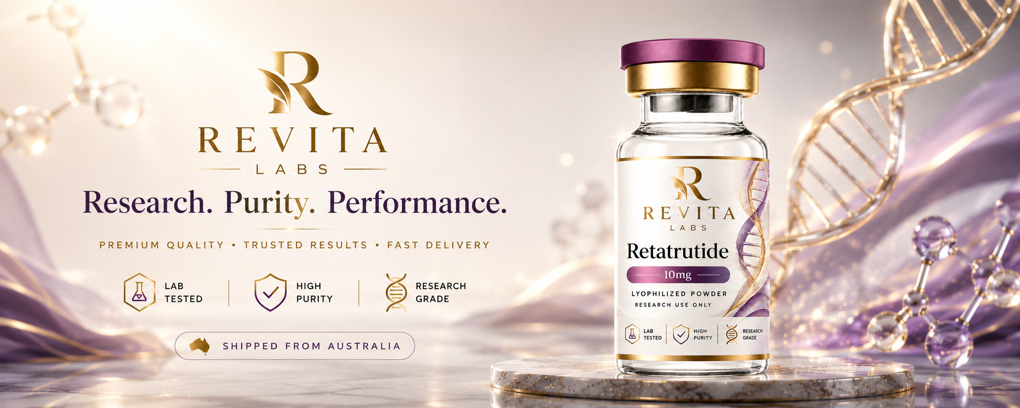 Revita Labs Australia — 99%+ purity, HPLC-MS verified research peptides, dispatched same day from Australia